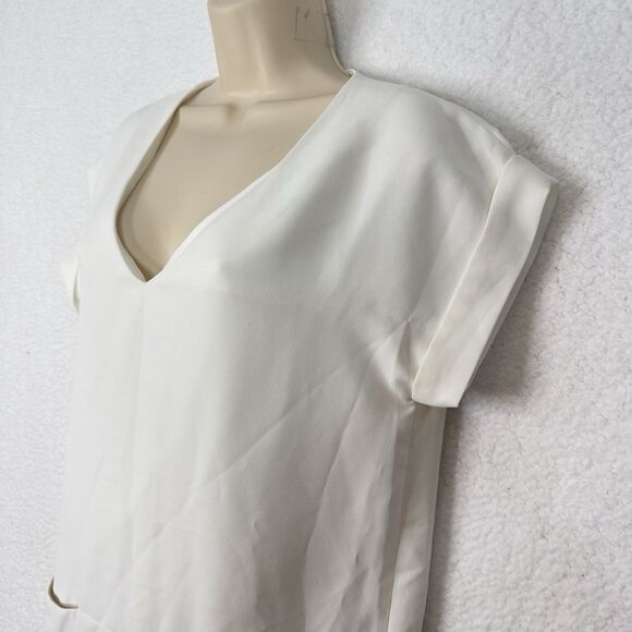 Vince White Textured Shift Dress Size S Minimalist Resort‎ V-Neck Quiet Luxury - Picture 5 of 13